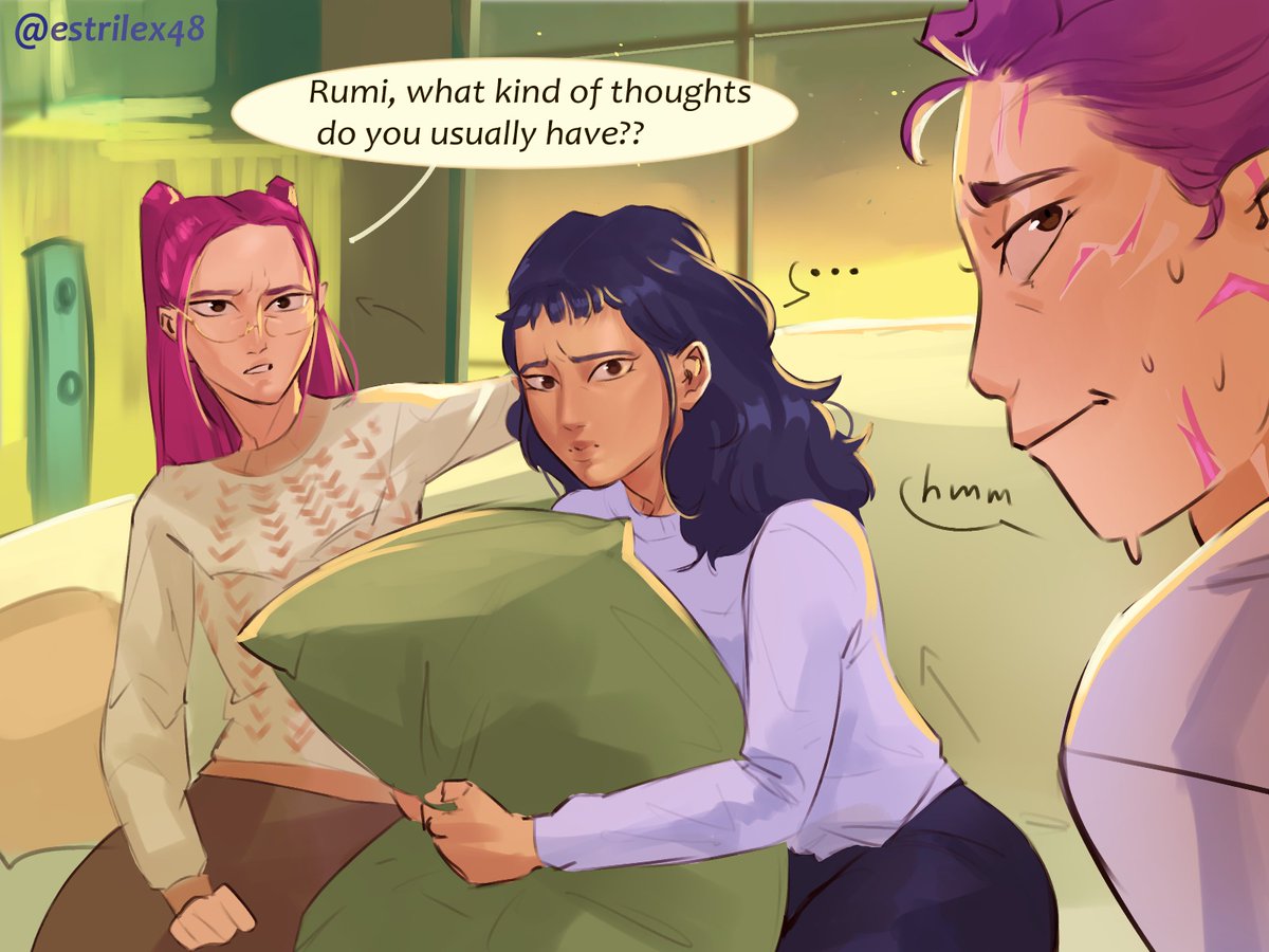 estrilex48's tweet photo. Post Canon, where the girls are talking about how weird was Gwi-ma's voice in their heads, and Rumi be like "Oh 🧍..." 

Dont repost!
#Kpopdh #kpopdemonhunters #Huntrx #Polytrix https://t.co/qgiy3EDeSw