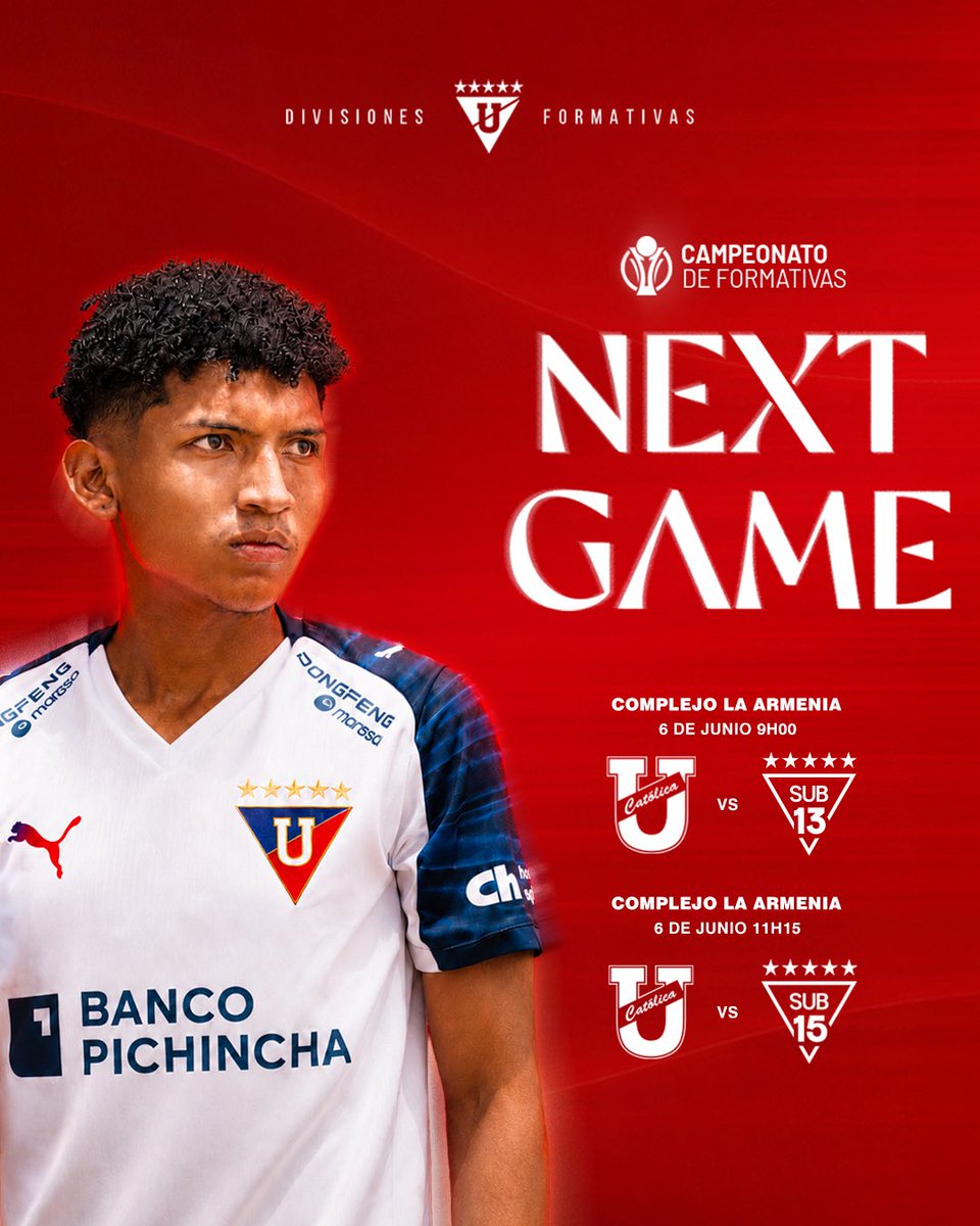 Formativas_LDU's tweet photo. Nuestros siguientes partidos serán en el complejo la Armenia💪

🙂‍↕️ ¡Vamos chicos!

🏆 #campeonatonacionaldeformativas https://t.co/7wpaWgSe03