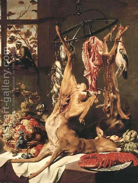 TalmudTweets's tweet photo. Chullin 37 - An Animal that is Close to Its Death

Water and other liquids are not the only agents that prepare foods to accept ritual impurity. The "love" or the "esteem for the holy things" is another. This unusual concept works in the following way: even the frankincense and the wood, which are not edible at all, can accept impurity if they are part of a sacrifice, and certainly food. This is derived from an extra word "meat" in the phrase "and the meat, anybody who is pure can eat the meat."

If an animal is close to death, then we are afraid that perhaps it died before the shechitah. Therefore, for such an animal we need additional signs of vitality. Rabban Shimon ben Gamliel says that it needs to jerk its foreleg and its hind leg. Rabbi Eliezer says that it is sufficient for it to spout blood. The Sages say that it needs to jerk either a foreleg or a hind leg, or wag its tail. A small animal that merely extended its foreleg but did not retract it is not kosher, since this is just the spasm of the expiration of life.

Art: Frans Snyders - A deer, a fawn and other dead game suspended on hooks

Don't understand a point? Ask https://t.co/aNZ5WqF36U about it.