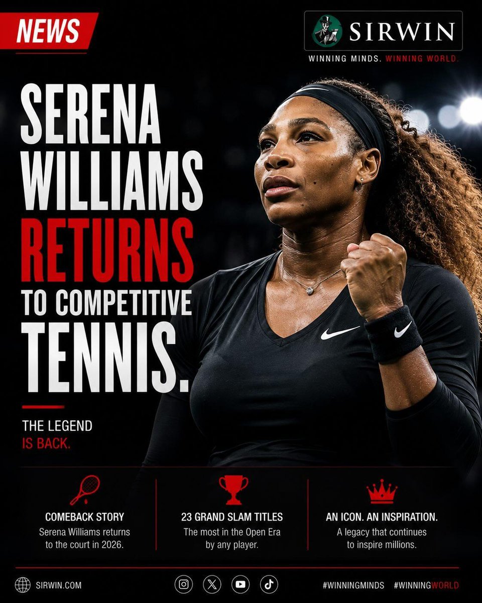 sirwindotcom's tweet photo. 🎾 A LEGEND’S RETURN. A NEW CHAPTER BEGINS. 🎾

Great champions never truly leave the spotlight.

They inspire generations, redefine excellence, and remind the world why greatness is timeless. 🌟

The conversation is back on one of tennis’ most iconic names, and fans everywhere are once again celebrating the legacy, passion, and determination that helped shape the sport.

🏆 A legacy built on excellence
🎾 A name known around the world
🔥 A competitor who changed the game forever
👑 An inspiration for every generation

From Grand Slams to the biggest sporting events on the planet, the action never stops. 💚

🎾 Follow the biggest stories.
🏆 Experience the excitement.
🚀 Play smarter with SirWin.

Join thousands of players already enjoying the action at SirWin and make every match even more exciting! 

🔺 https://t.co/JP604W6F0N

#SirWin #TennisNews #SportsBetting #GrandSlam #TennisFans #GameOn #WinningMoments #OnlineGaming #CryptoCasino #SportsAction #SirWinners #WinWithSirWin