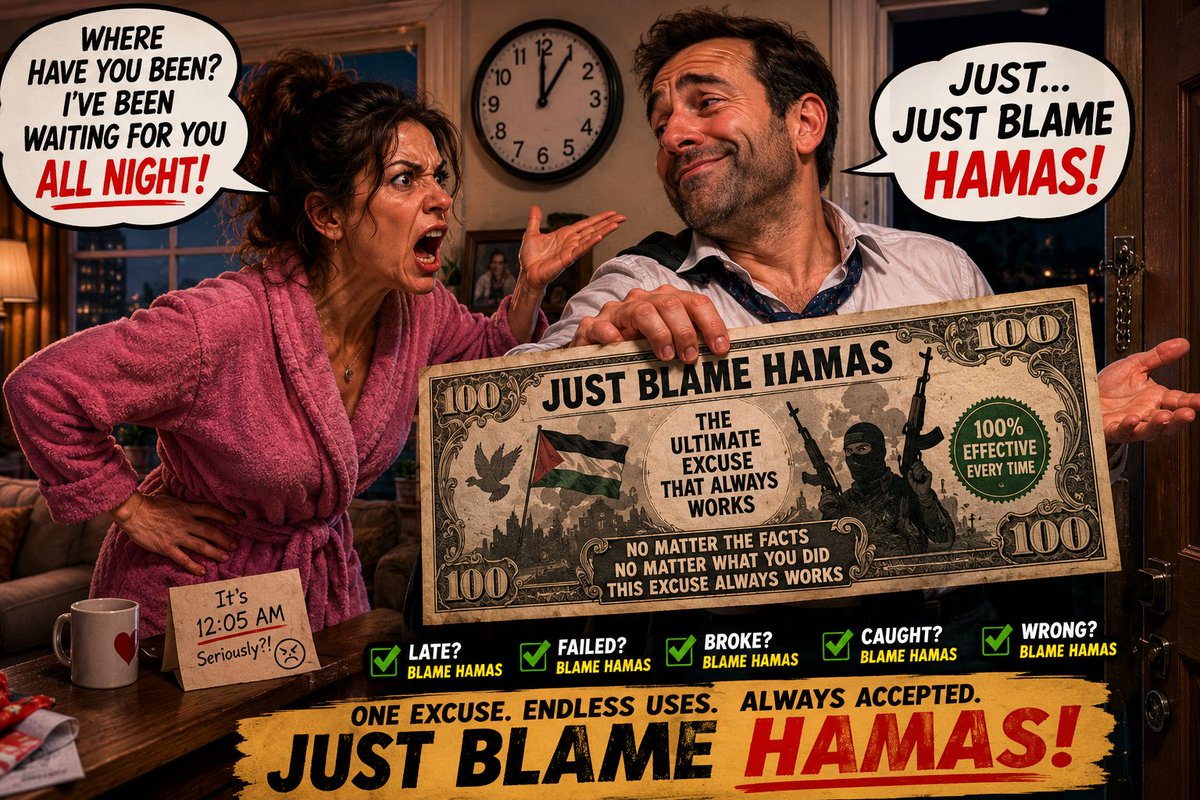 MoneyFromThe's tweet photo. New idea in the making

"Just blame HAMAS" series of excuces

Always works.

No questions asked. https://t.co/jrvFowSgSc
