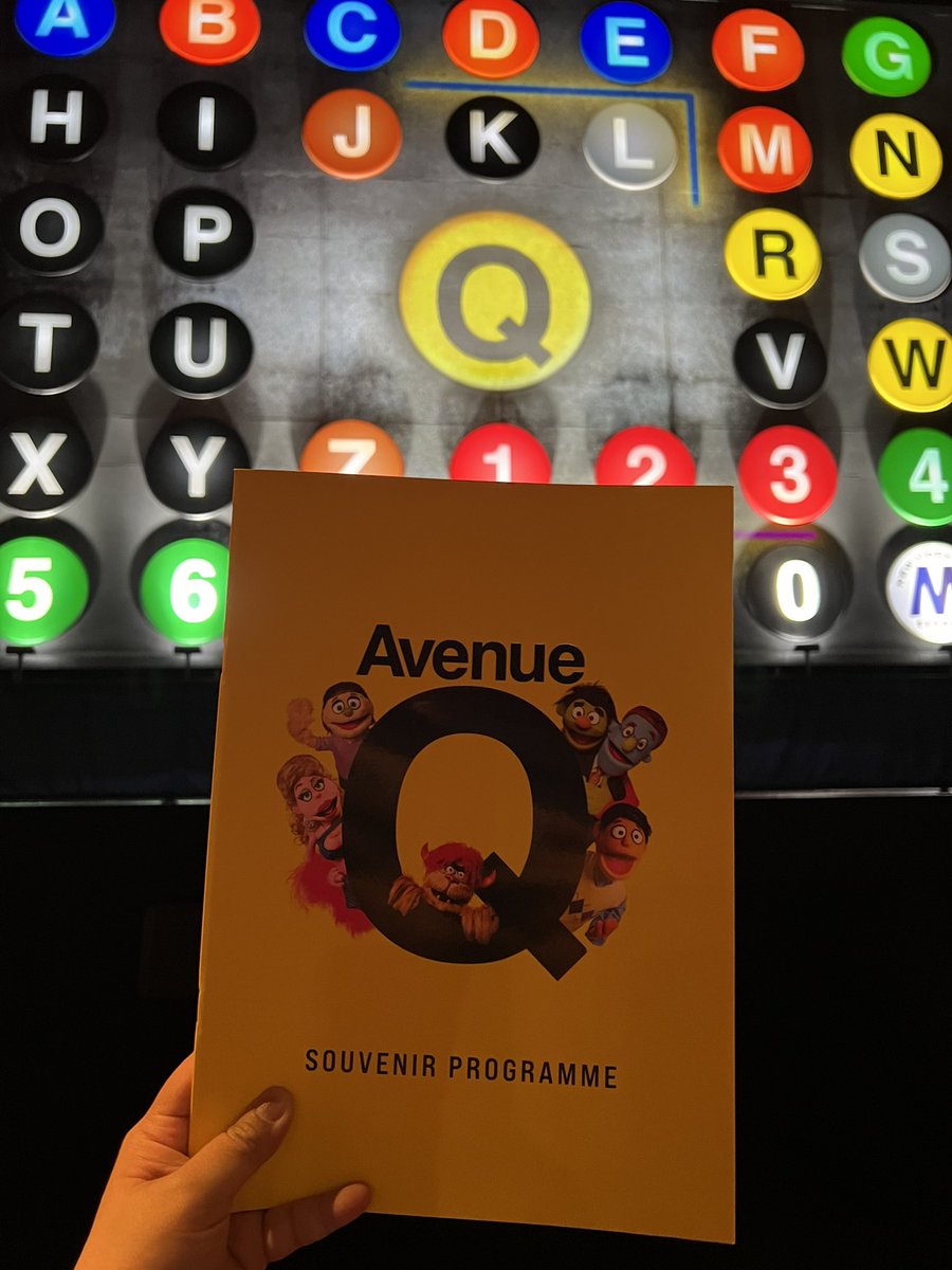 julesy's tweet photo. i saw “Avenue Q” about 22 years ago when it was on Broadway. one of my all time favorite musicals. and it’s back in a fantastic West End production. i saw it tonight and it is another thing i needed. 

“everything in life…is only for now.” 🥹 https://t.co/PENmilr38f