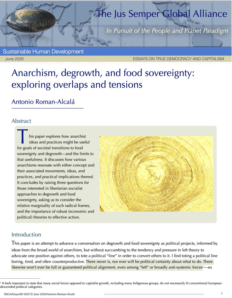 cantabro's tweet photo. Just Published! ANARCHISM, DEGROWTH, AND FOOD SOVEREIGNTY: EXPLORING OVERLAPS AND TENSIONS —How anarchist ideas and libertarian socialist approaches might be useful for goals of societal transitions to food sovereignty and degrowth. https://t.co/y2KlyHi08e https://t.co/W6h8LgE9Gw