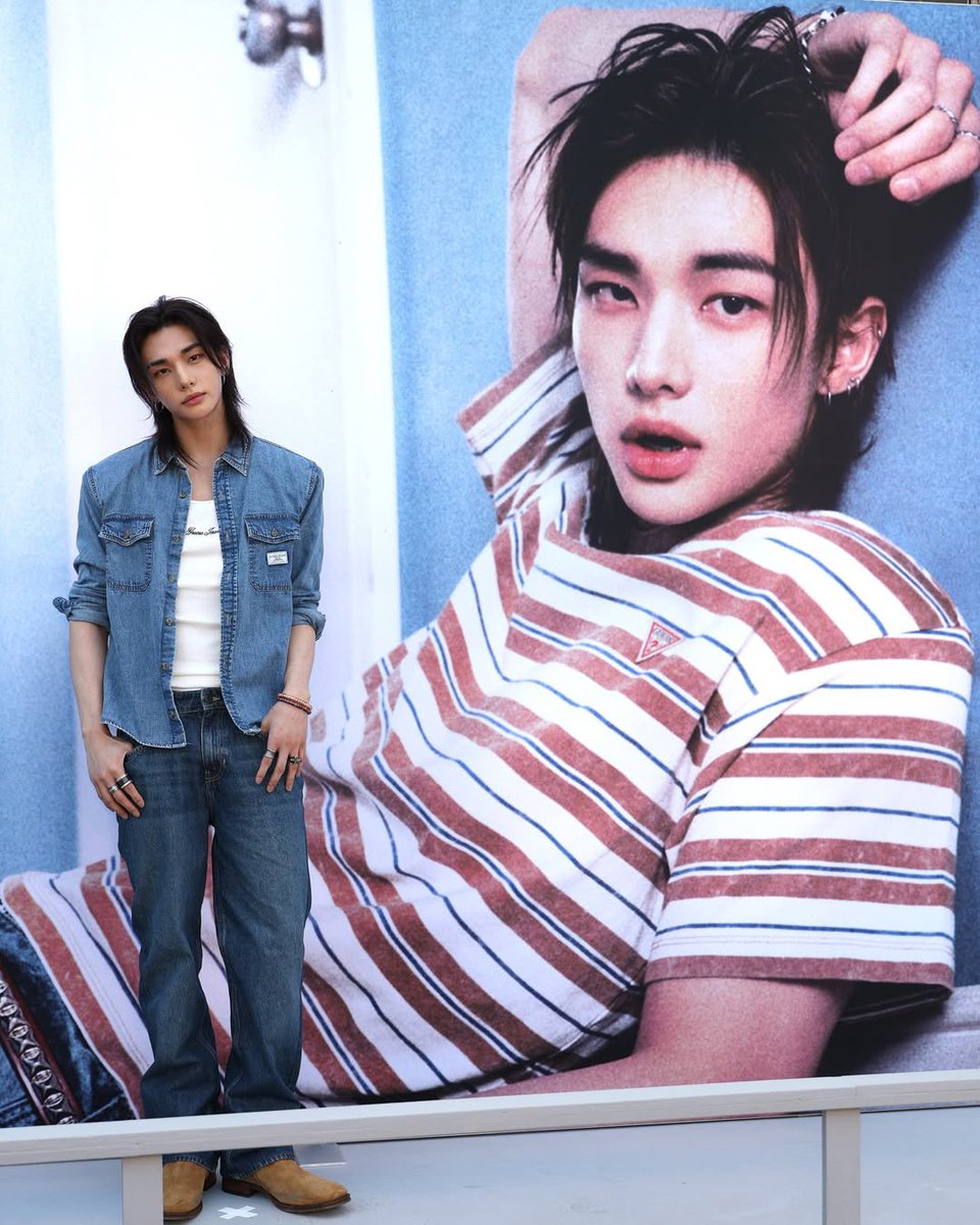 HHJNation's tweet photo. InStyle Men Germany via Instagram for #HYUNJIN_GUESSJeansMelrose

"Double the denim, double the style. 👖 Brand ambassador and K-pop star Hyunjin (@.hynjinnnn) of #StrayKids visited the @GUESS Jeans pop-up store in West Hollywood yesterday.⁣" https://t.co/M4kMAgYLEE