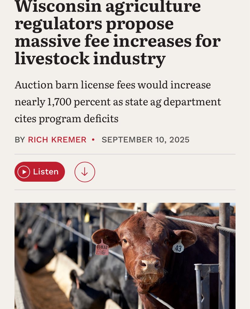 EBrooksUncut's tweet photo. Evers raised fees on farmers by 1700% and vetoed legislation to protect Wisconsin farmland from being bought up by the CCP. 

Meanwhile his PSC has driven up energy costs, and his 400-year veto locked in higher property taxes on family farms for generations. https://t.co/9OJ64Edm51
