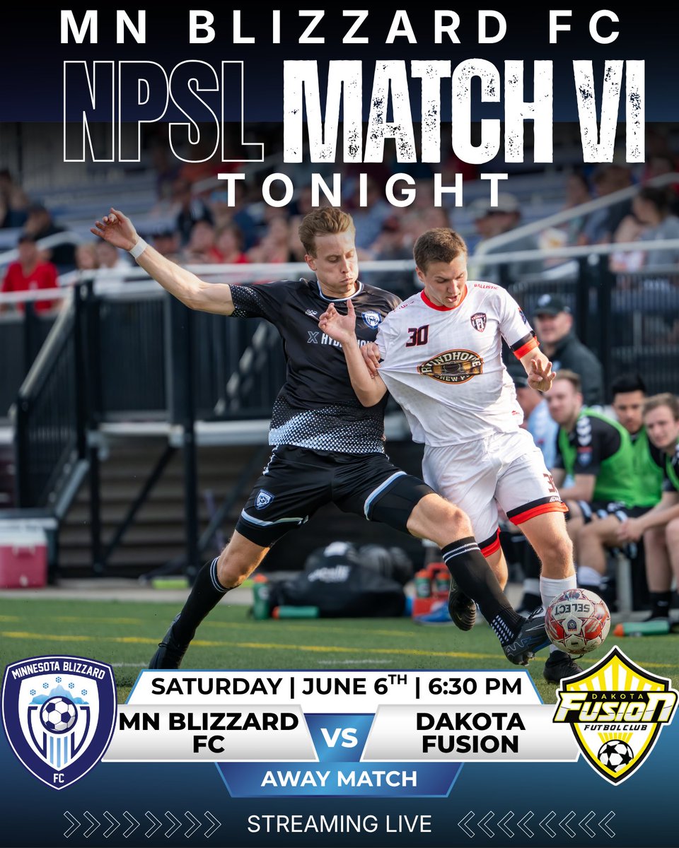 MN_Blizzard_FC's tweet photo. MATCH DAY, BLIZZARD FANS!
A Blizzard is coming to Fargo! ❄️

Tonight, the Blizzard hit the road to take on Dakota Fusion FC in what promises to be another exciting matchup!

📅 Tonight
⏰ 6:30 PM

📺 Stream the match LIVE: https://t.co/ESojn99uM0

Go Blizzard!
#MNBlizzardFC https://t.co/h2niPGVlKq