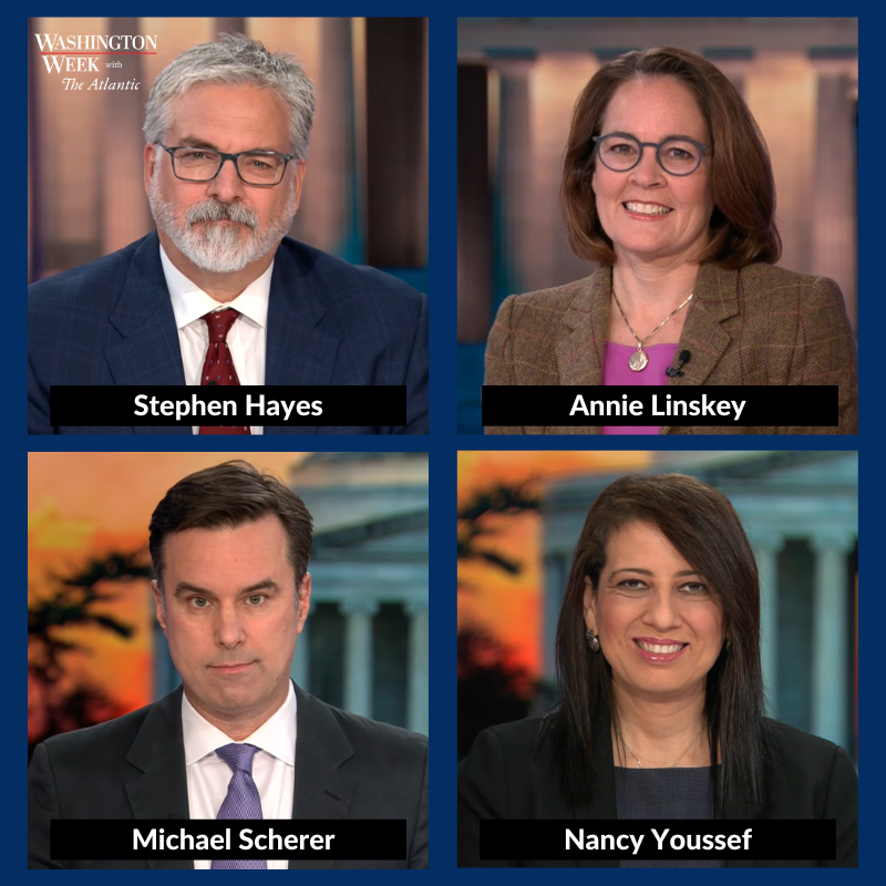 washingtonweek's tweet photo. TONIGHT: @stephenfhayes, @AnnieLinskey, @michaelscherer and @nancyayoussef join moderator @JeffreyGoldberg to discuss the so-called YOLO caucus and the political problems it's creating for President Trump.

Watch at 8/7c on @PBS https://t.co/frh5Oyshc7