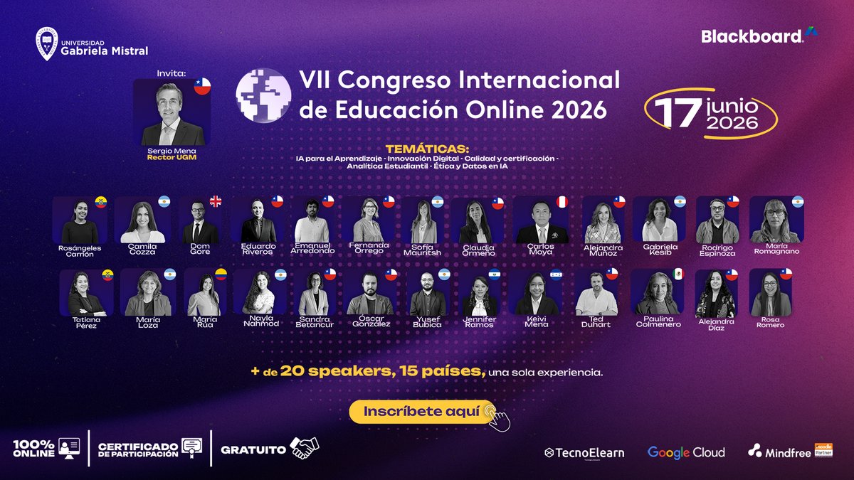 Ceutec_hn's tweet photo. 🌎 Nos enorgullece que nuestra docente Keivi Mena participe como speaker internacional en el VII Congreso Internacional de Educación Online 2026, organizado por la Universidad Gabriela Mistral.
📌 Evento gratuito y con certificado.
🔗 Inscribite aquí: https://t.co/Q4RxYhVoFy https://t.co/ksbXdmQoI3