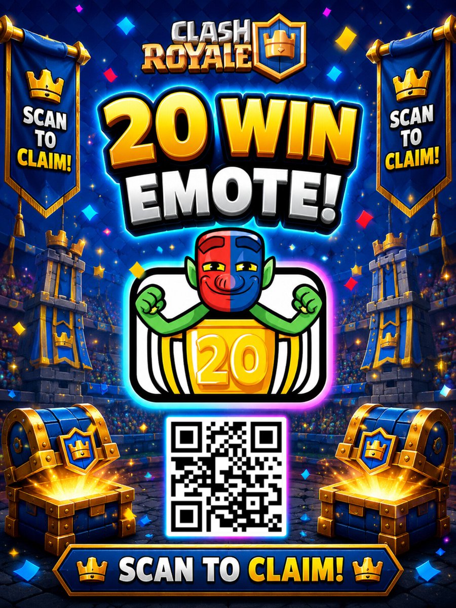 NFT_FANATICS's tweet photo. 20 Win Emote Clash Royale QR Code

#clashroyale https://t.co/pa9X85rbAU