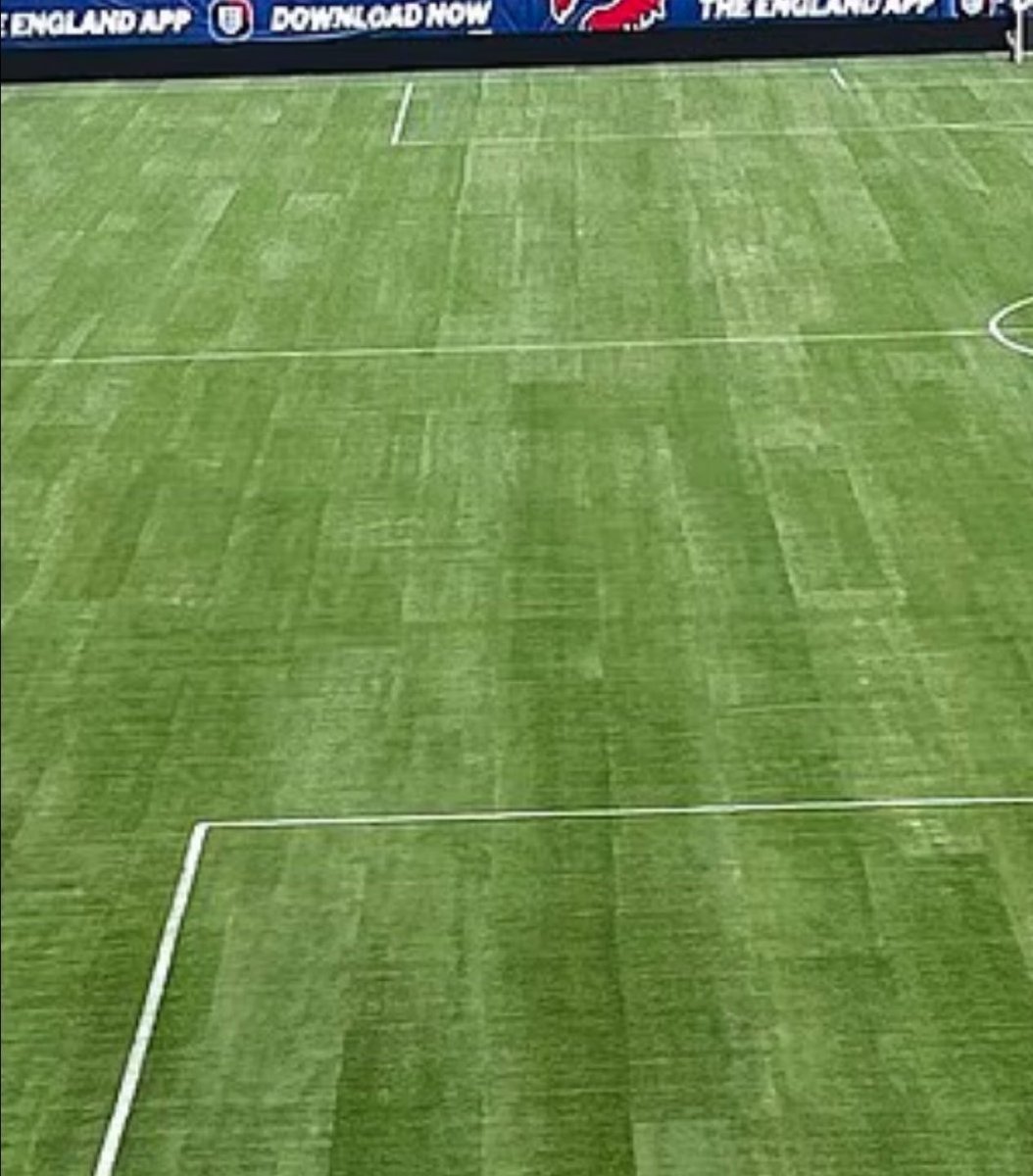 WorldCup26HQ's tweet photo. The pitch that England have to play on in Tampa. 😬 https://t.co/err6DRPsnp