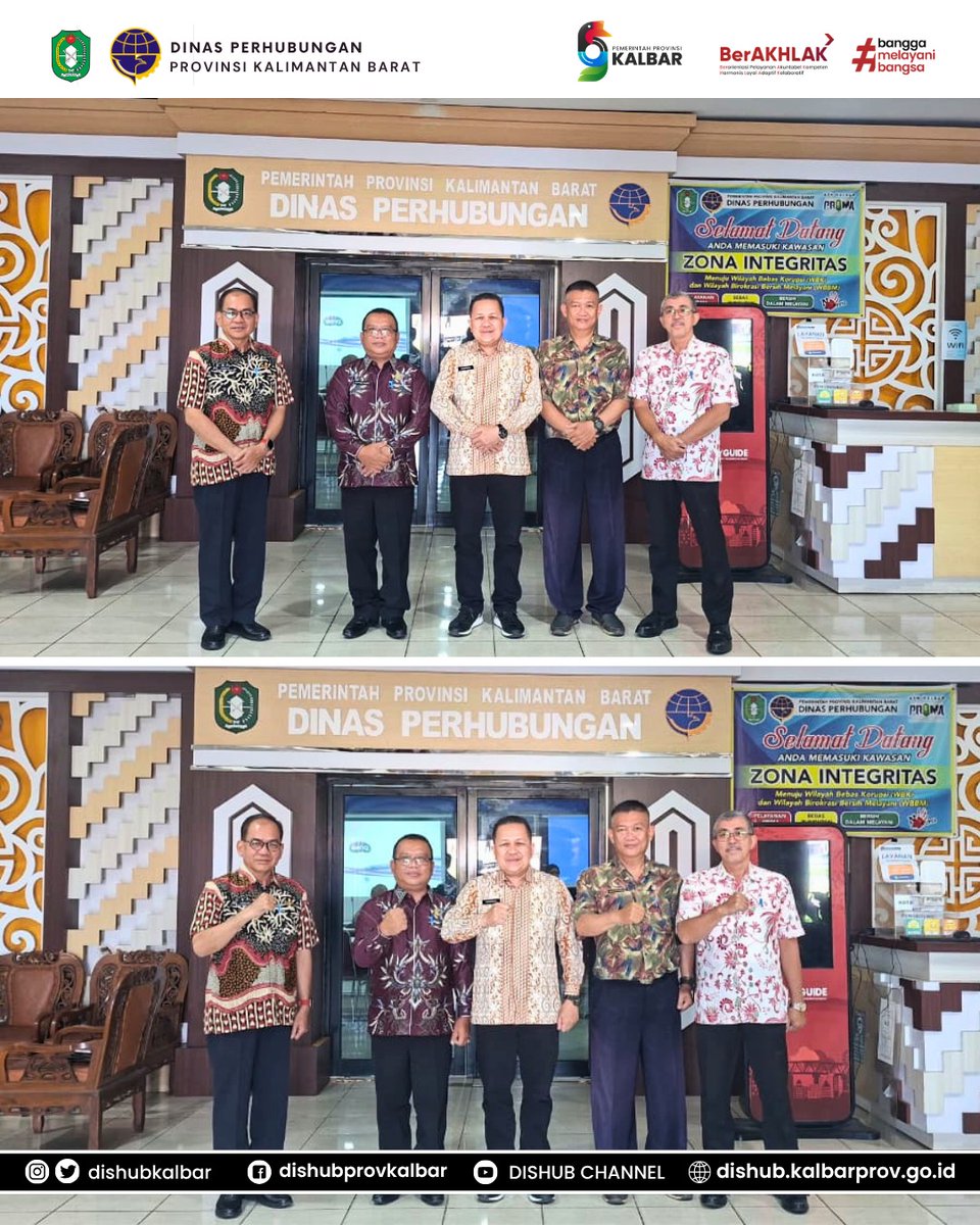 DishubKalbar's tweet photo. Kunjungan Kerja Dinas Perhubungan Kabupaten Sintang dalam rangka koordinasi dan konsultasi terkait penyelenggaraan angkutan tidak dalam trayek serta pembangunan dan pengelolaan fasilitas jalan umum, Jum'at 5 Juni 2026. https://t.co/TAWO4Xvqyx