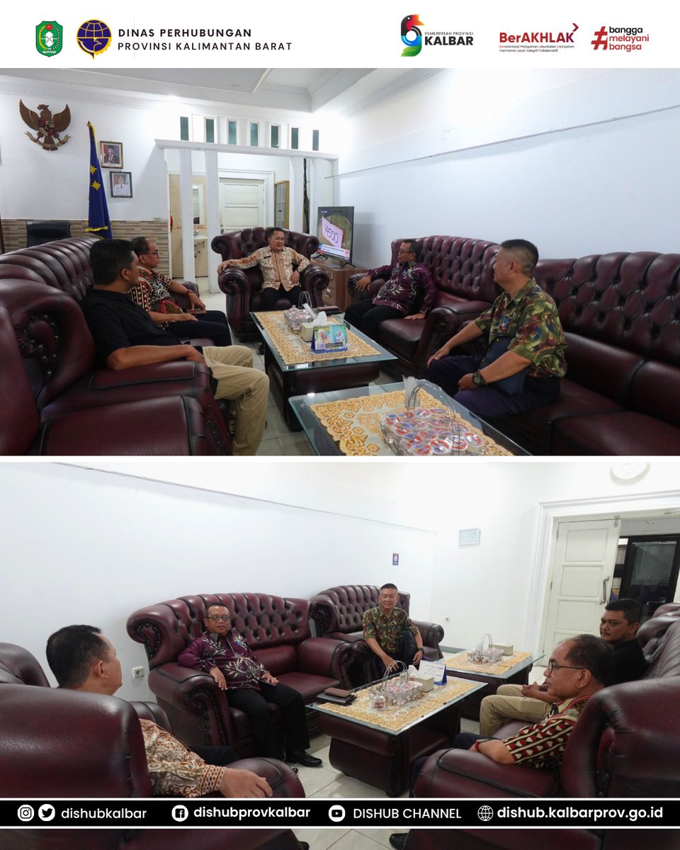 DishubKalbar's tweet photo. Kunjungan Kerja Dinas Perhubungan Kabupaten Sintang dalam rangka koordinasi dan konsultasi terkait penyelenggaraan angkutan tidak dalam trayek serta pembangunan dan pengelolaan fasilitas jalan umum, Jum'at 5 Juni 2026. https://t.co/TAWO4Xvqyx