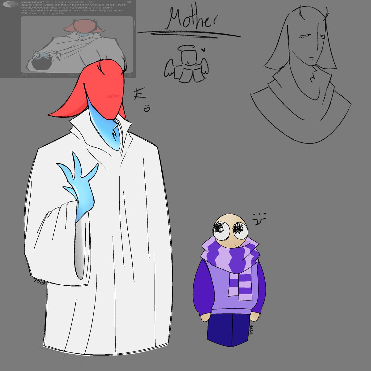 sillykylylol's tweet photo. Tried drawing mother just how spungus drew her 
And jacob is there for no reason
 happy #cdarchive 👀👀👀 https://t.co/sbvGlM7Cfj