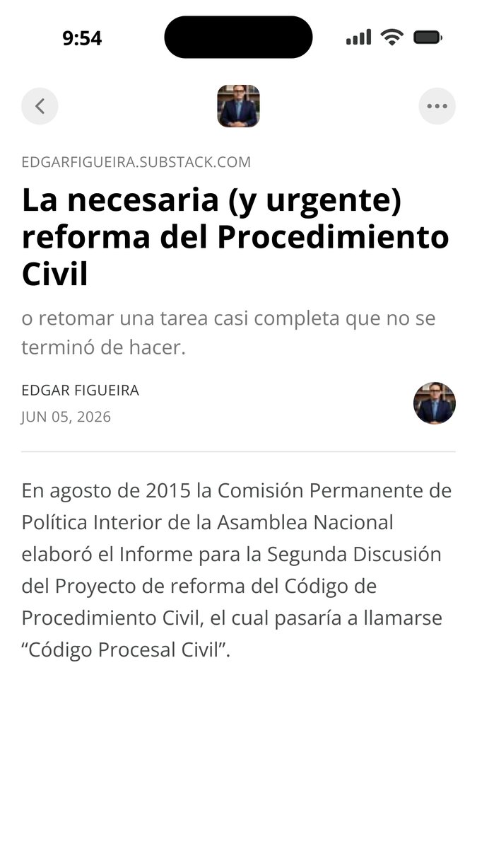 ius_rock's tweet photo. Comparto con ustedes un artículo de opinión que escribí. 

En el mismo hago referencia al Proyecto de reforma del Código de Procedimiento Civil que no se aprobó en el 2015 y quedó a la espera de la 2da discusión.

Enlace 👇👇
https://t.co/yJiHem1XRz https://t.co/V5NiDNfK8a