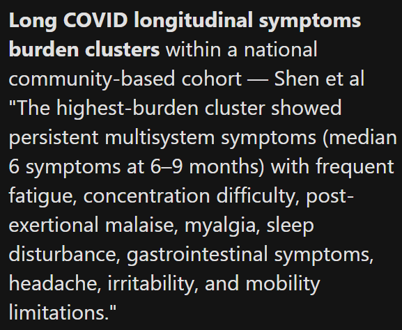 TomKindlon's tweet photo. From the US

Long COVID longitudinal symptoms burden clusters within a national community-based cohort

https://t.co/qzWVY4pxcb

Screenshot from Science for ME weekly update

#LongCovid #PASC https://t.co/0n8tq30ETK