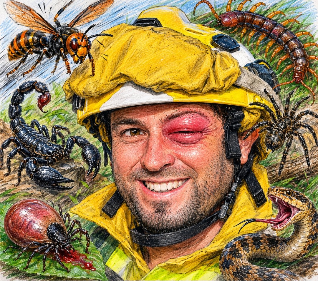 SandezSndez1's tweet photo. ¿Que opináis?
Hasta tres o cuatro picaduras de avispa o abejas son soportables (la asiática es otro cantar) siempre y cuando no seas alérgico o no haya sido en ojos, nariz, garganta o boca no requiere evacuación.
Víbora, alacrán, escalopendra y algunos tipos de araña evacuación. https://t.co/AI98gbbvN0