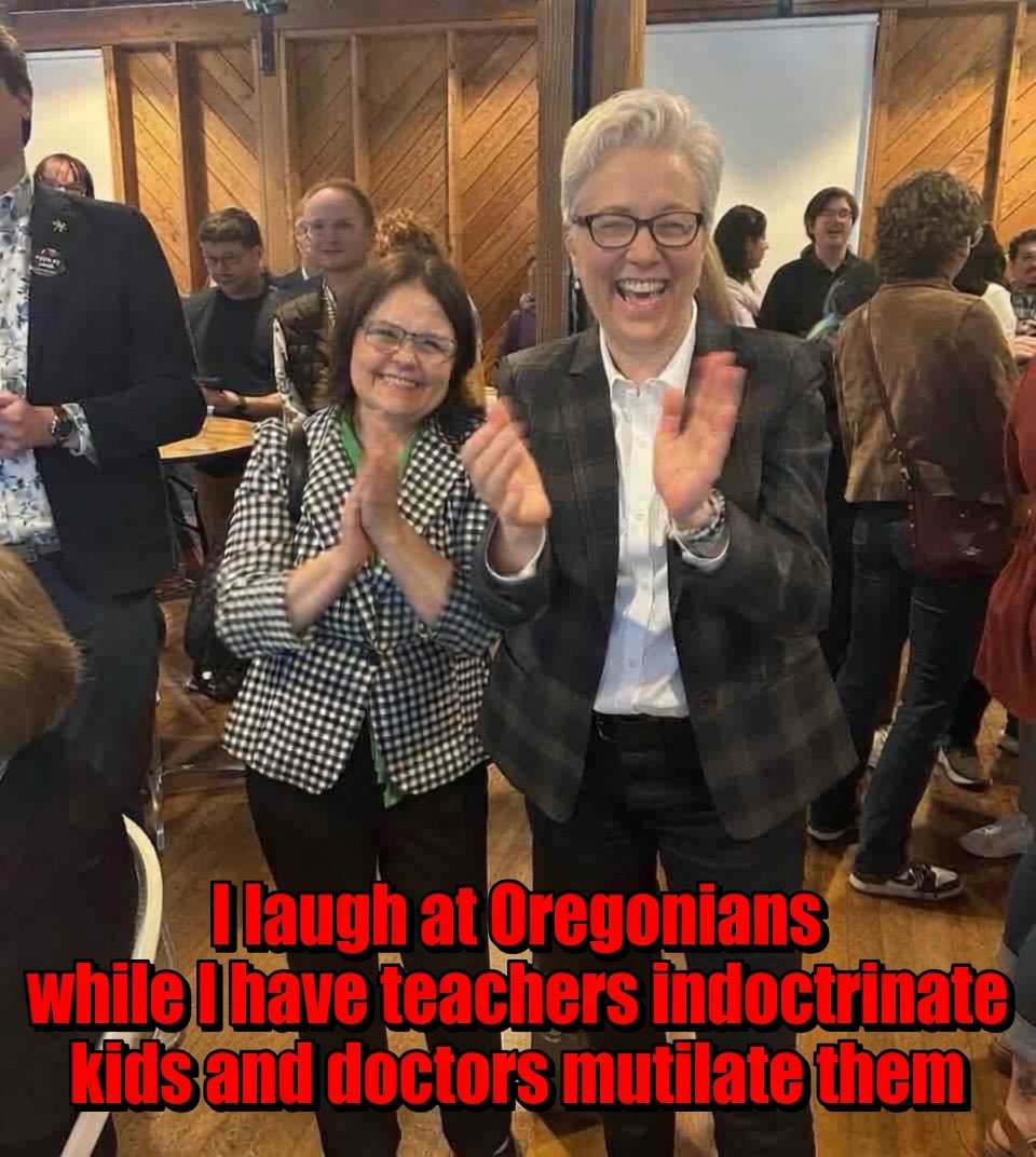 TDSRecoveryC's tweet photo. Fucking INSANE!! @GovTinaKotek just signed HB 4088 shielding child mutilation so 15-year-olds in Oregon can get hormones, cross-sex drugs, and “transition” WITHOUT a single parent’s permission, while those same kids can’t drive, can’t vote, can’t buy booze or cigarettes. This evil bitch is protecting groomers and butchers, not kids. Oregon is sacrificing its children on the altar of woke insanity. Burn it down. #KotekIsEvil