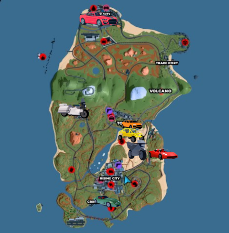 UltraFire196290's tweet photo. Ok, Hear Me Out On This One.

Some Time Ago, Asimo Wanted someone to show where all vehicle spawns where, and recently, 7 vehicles announced being retired. 🚗

And for some reason, the majority is near the Military base and the Volcano 👀

Could This Mean a Desert Destruction? 🏜️ https://t.co/Lg41VUWCyn