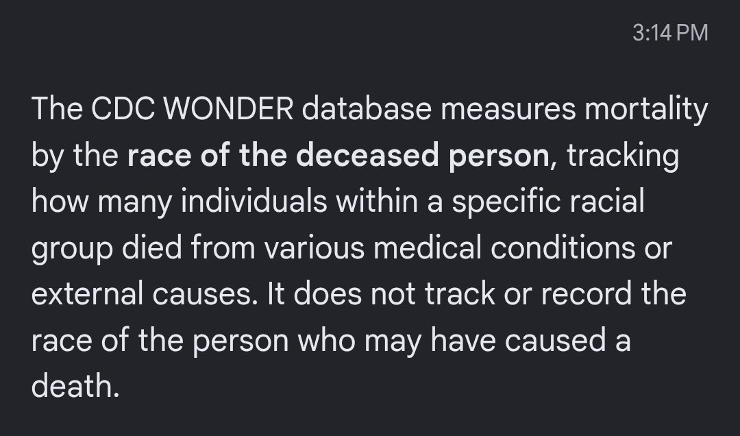 PrimeFracker's tweet photo. @CampbellKacee @jasonmyersthvg @MistaK48051 @ForgiatoBlow47 Im in denial because I looked up YOUR source and found out once again your being disingenuous because that source talks about the CAUSES for the deaths and not perpetrators https://t.co/mgAEL9RDAC