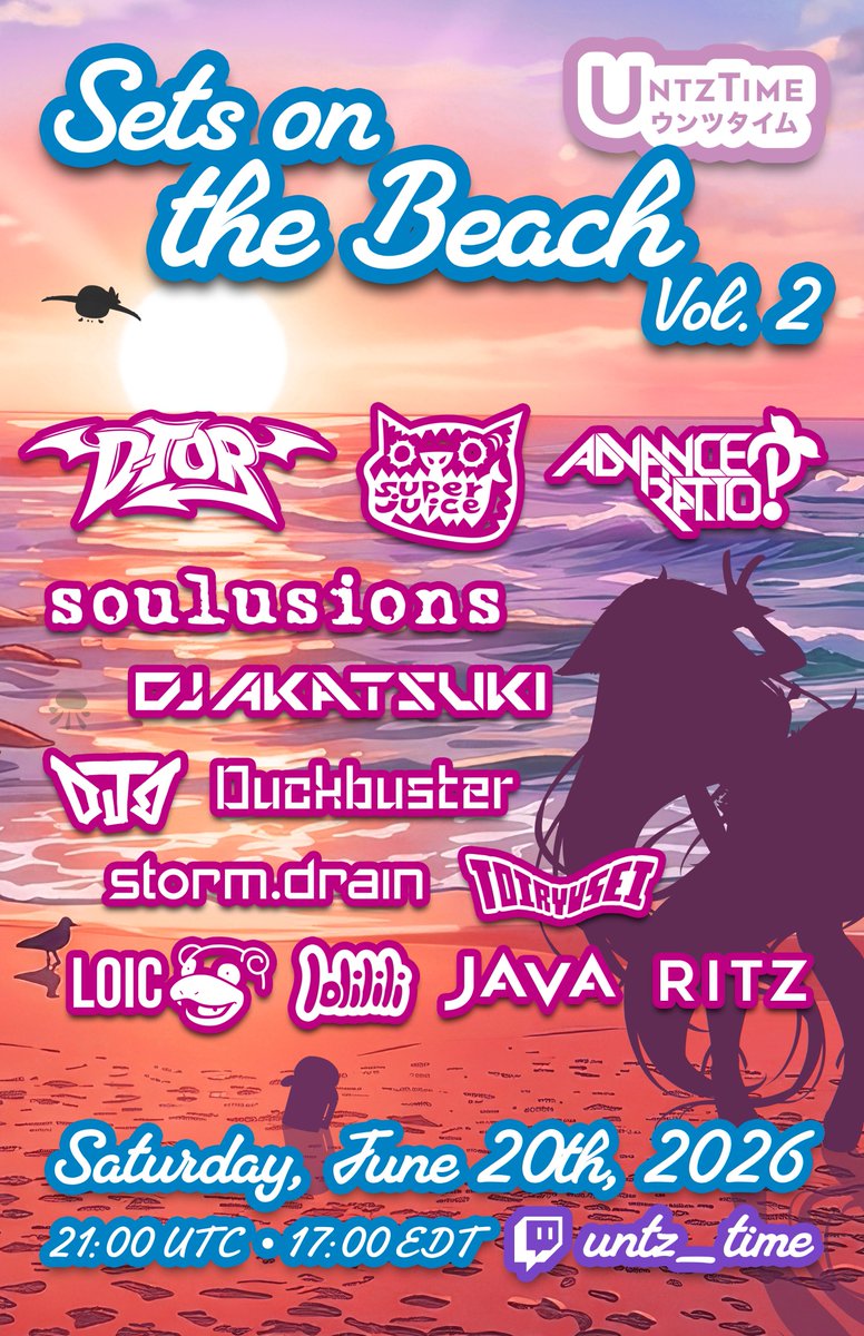 UntzTime's tweet photo. BULLETIN

STORM DRAIN WEATHER SERVICE

THE PREVIOUSLY ISSUED CHILL VIBES WATCH AND
BANGERS ADVISORY HAVE BEEN UPGRADED TO A

* BEACH BANGERS WARNING
* AT 21:00 UTC - SAT JUN 20 2026

MULTIPLE AWESOME DJS ARE COMING TOGETHER TO PRESENT
SETS ON THE BEACH VOL. 2 https://t.co/jmecuGGlke