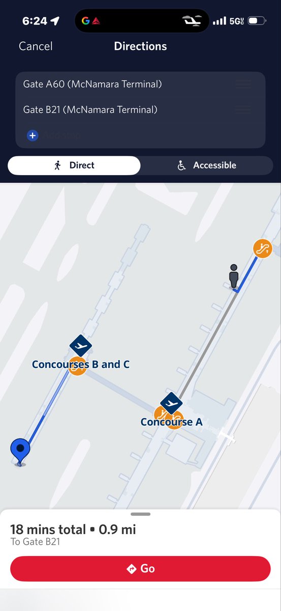 MarkC_LVB's tweet photo. @Delta how is someone supposed to make this connection in DTW at the end of the night on a scheduled 30 minute layover? https://t.co/OCu7Yc21C2