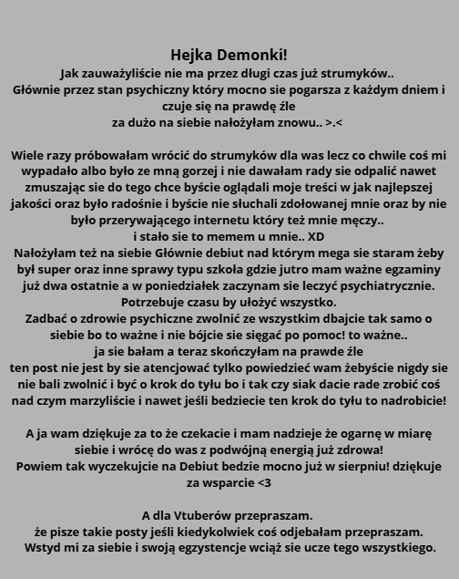 MerunaOfficial's tweet photo. OŚWIADCZENIE. przepraszam że takie coś pisze potrzebowałam to napisać już dawno też dlaczego zniknełam co sie dzieje i jak sie to wszystko potoczy.. wyczekujcie mnie nie znikam na zawsze <3 https://t.co/TNpiAdxd4A