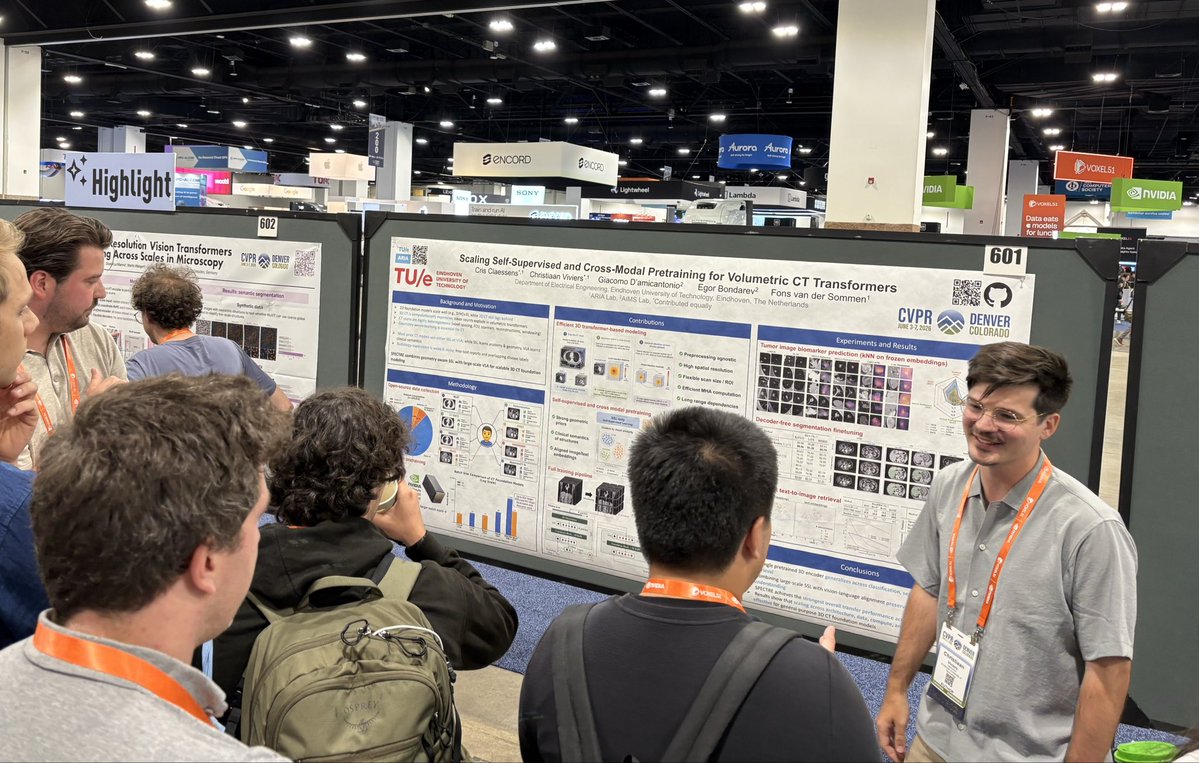 dcdegeus's tweet photo. DINOv3, but then for 3D CT images! 

tldr: SPECTRE is a plain ViT pretrained on tons of CT data, obtaining SOTA results when finetuned on various tasks. 

Great work by my friends from the ARIA lab at TU/e.

#CVPR2026

@Chris_Viviers Cris Claessens et al. https://t.co/gfS9oHrWCf