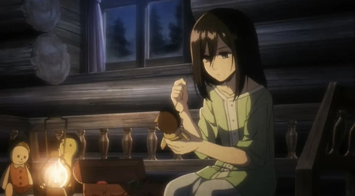 mikasababymama_'s tweet photo. I love how Mikasa is a country girl who likes to sew and make dolls in the og verse but in school castes she is a goth who is obsessed with jewelry and being a fashionista. https://t.co/C9TKpugmUW
