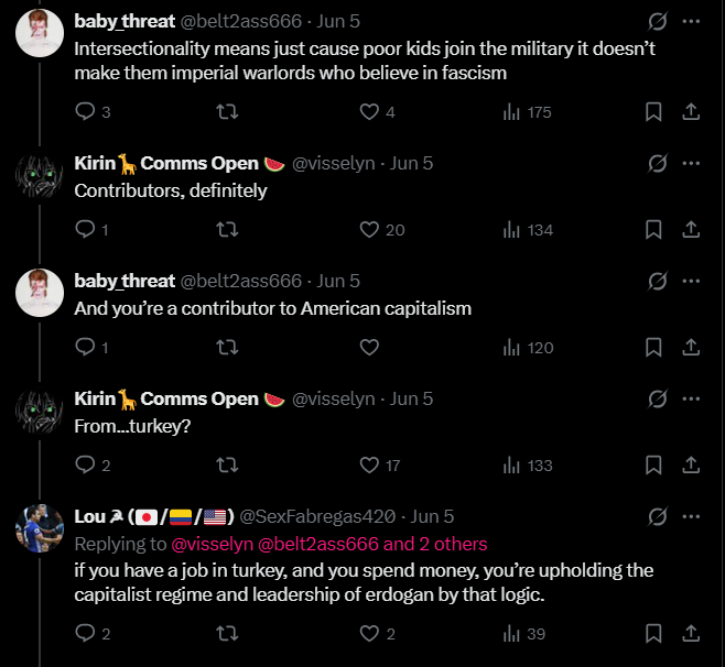 visselyn's tweet photo. @RevolverJerm even non-americans aren't safe from that logic lmao https://t.co/h4Ou9Si3dd