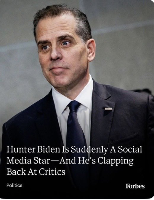 Suzierizzo1's tweet photo. Who else stands with Hunter Biden and his incredibly creative clap backs ? 👍 https://t.co/BTeDjAIrfO