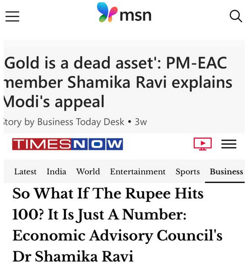 mediacrooks's tweet photo. As it is... Modi is ZERO when it comes to any knowledge of economics.. And to add to his ignorance, he rents dimbulbs like this Shamika.. "Gold is a dead asset".. "100 is just a number".. To what level these shyttlickers can fall is a gross misunderestimation by people.. https://t.co/zMM5rpiVnt