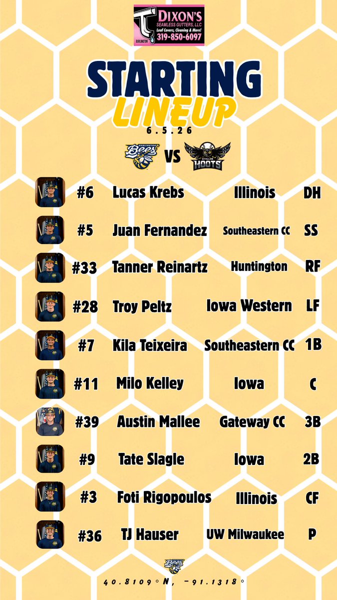 BurlingtonBees's tweet photo. Starters today. #BUZZBUZZ https://t.co/xOmwPhEqUq