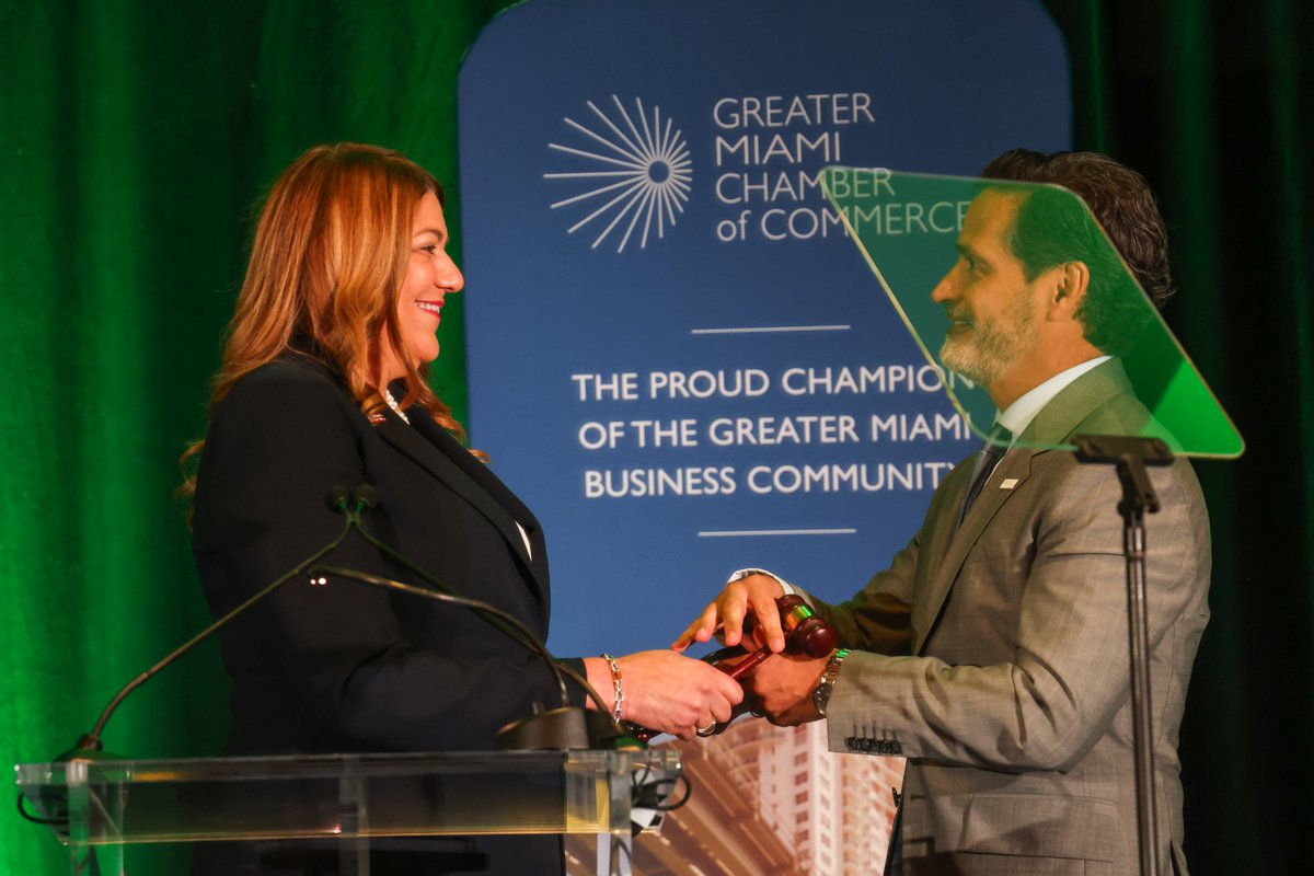 mdcpresident's tweet photo. Today’s Annual Meeting of Members & Goals Conference marks the culmination of an incredible year serving as Chair of the @MiamiChamber.

It has been an honor to work alongside an exceptional Board, Chamber leadership, business leaders, and volunteers committed to strengthening our region’s economic future. Together, we advanced the Chamber’s mission to grow, improve, and protect our business community through advocacy, workforce development, innovation, and collaboration.

Over the past year, we championed priorities that matter most to South Florida, including education and workforce development, transportation, resilience, and workforce housing, while continuing to elevate Miami’s position as a global hub for business and opportunity.

I am grateful to the Chamber, @AlfredSanchez58, and my fellow Board members for the opportunity to serve an organization that has helped shape our community for more than a century.

Congratulations to incoming Chair J.C. Liscano. Miami’s future is bright, and I look forward to continuing to support the Chamber’s important work.