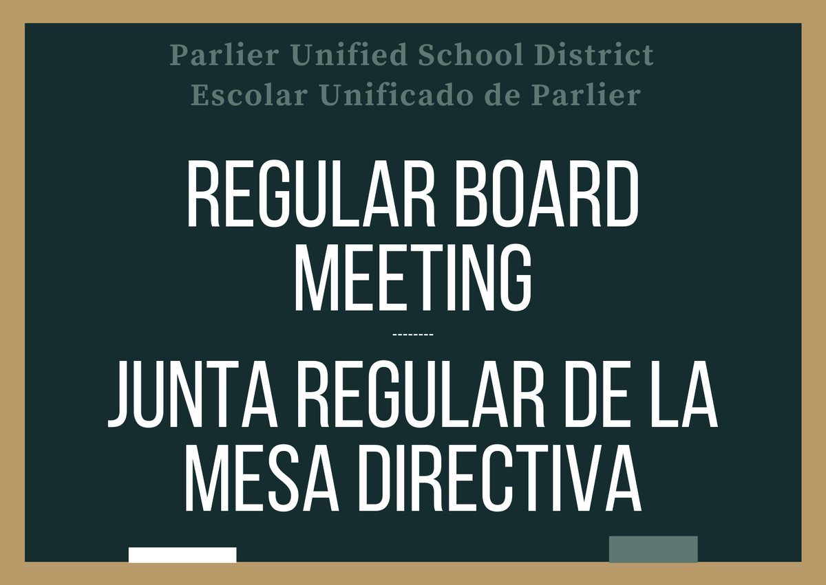 ParlierUsd's tweet photo. La próxima reunión de la Mesa Directiva se llevará a cabo el martes, 9 de junio de 2026, con la Sesión Cerrada comenzando a las 4:00 p.m., seguida por la Sesión Abierta a las 5:00 p.m. en la Sala de Juntas ubicada en el campus de la Escuela Secundaria Parlier. https://t.co/f5ajspE1Wv