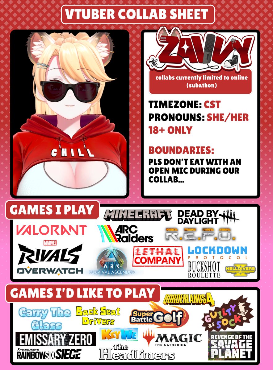 ZavvyGamer's tweet photo. my subathon starts tomorrow and i think it'd be exciting to fill up the next couple of weeks with some fun collabs!

unfortunately, i couldn't fit almost every game in existence on this 💔 https://t.co/J9NNSrag8I