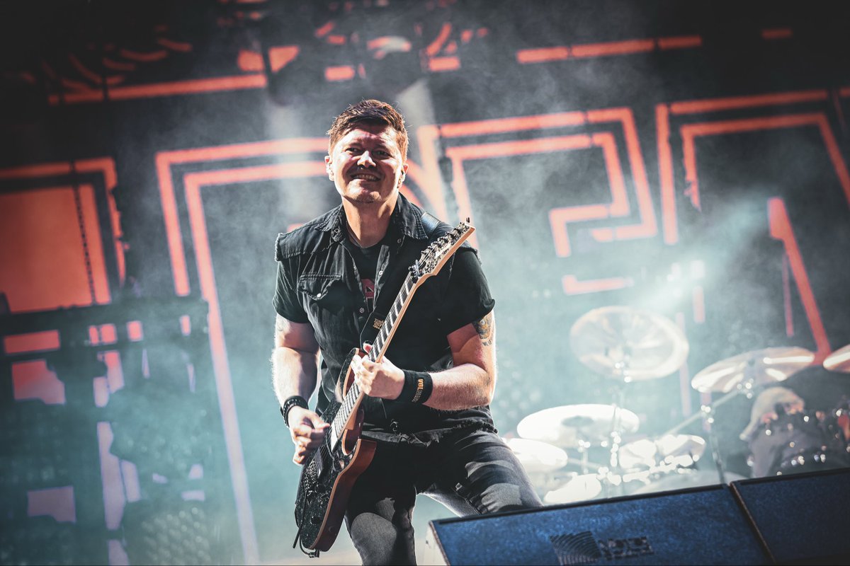 VOLBEAT's tweet photo. @rockimpark_com - That was insane!! 
On the road to see you at @rockamring tomorrow!

📸: Toni B. Gunner https://t.co/FO3haGZ9Mp