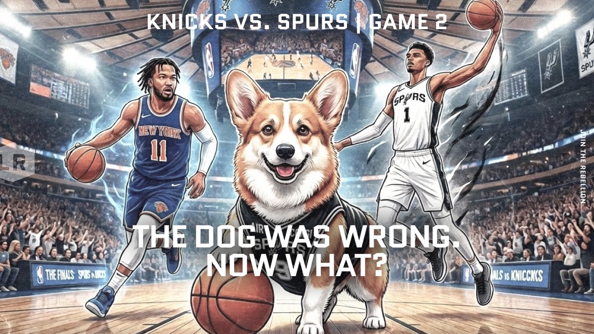 LuckyRebel__'s tweet photo. 🏀 NBA Finals: Game 2 | 8:30pm ET

Knicks (+205) @ Spurs (-245)

Air Corgi's prediction streak was snapped when New York overcame a 14-point deficit in the series opener.

How does it end tonight?

Live odds 👇 #AlwaysKnicks #PorVida
https://t.co/L1aunPWGHx https://t.co/UKrt0FG3xx