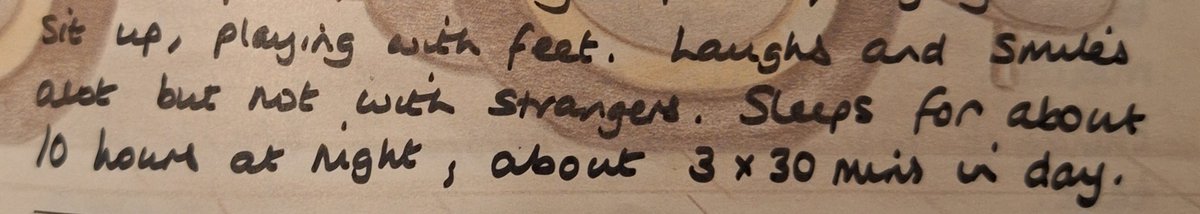 ontheook's tweet photo. my mum's just found a diary she kept when I was a baby and it turns out 5 month old me and 28 year old me are exactly the same; loves a big sleep and doesn't like strangers https://t.co/hA59lfHqGo