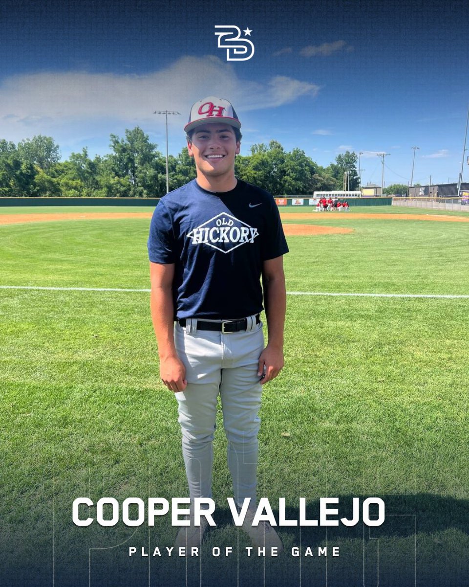 2DsportsbsbTN's tweet photo. ⭐️Player of the Game⭐️

Cooper Vallejo

Old Hickory Baseball https://t.co/xqzYpxMIGp