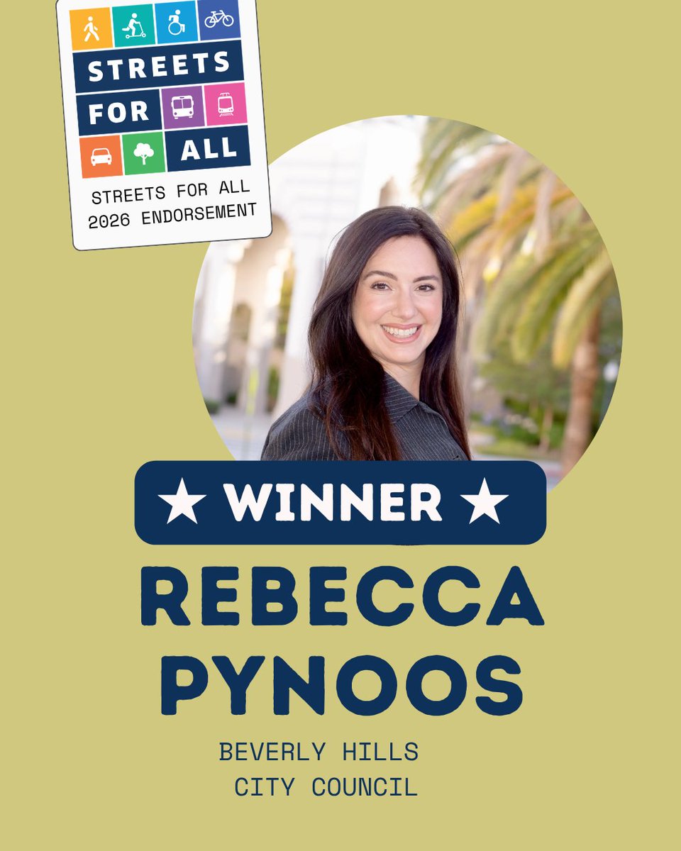 streetsforall's tweet photo. We want to congratulate our next round of endorsed candidates!

Won outright:
@EunissesH for LA City CD1
Rebecca Pynoos for Beverly Hills City Council

Advanced to general:
Marissa Roy for LA City Attorney
@sara__hernandez for State Senate District 26

https://t.co/81NojEJp7z https://t.co/dh5Es00R5Q