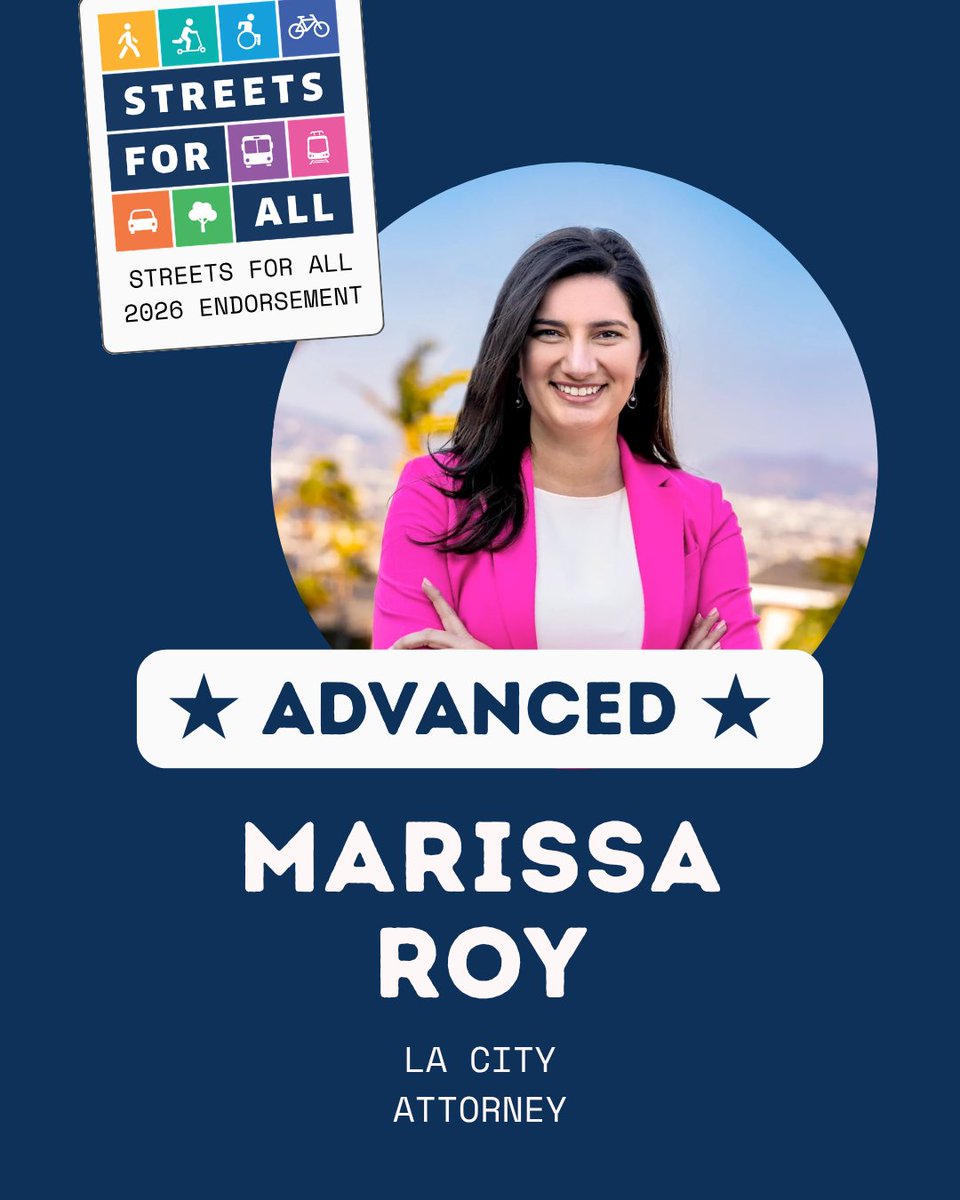 streetsforall's tweet photo. We want to congratulate our next round of endorsed candidates!

Won outright:
@EunissesH for LA City CD1
Rebecca Pynoos for Beverly Hills City Council

Advanced to general:
Marissa Roy for LA City Attorney
@sara__hernandez for State Senate District 26

https://t.co/81NojEJp7z https://t.co/dh5Es00R5Q