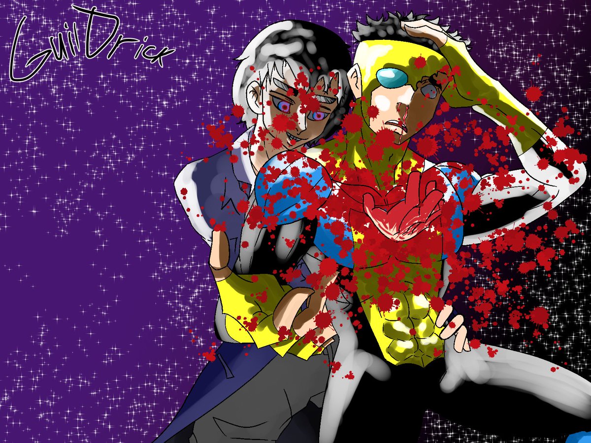 Guildrick_art's tweet photo. привет! я щас в хорошем настроении, но, в порыве творчества я сделал вот этот арт.

сцена примерно такая - Данджил(мой персонаж) протыкает рукой Марка(Неуязвимого)

Данджил -Марк, друг мой, ты столкнулся с тем кто превосходит тебя, это моё предупреждение тебе, соблюдай правила и заповеди Божьи, иначе я снова приду, но уже чтобы совершить правосудие!

Следующий пост будет сборником всех артов с Данджилом и контекстом которым я немного поделюсь

Данджил это мой персонаж из моей истории, история является апокрифом со смесью фанфика и оригинальной истории

Вайб истории это абсолютная мета мясная жестокость со схождением с ума, виной, искуплением, философскими темами жизни и безграничной силы

сама история не закончена даже на четверть, я на этапе создания персонажей, лора, структуры, повествования

саму же историю я делаю порядка 14 лет если брать примерную не точную цифру

у меня накопилось достаточно материала чтобы дать вам немного неполного контекста

история планируется в виде манги и я собираюсь её выкладывать в интернете, так как я буду использовать существующие тайтлы в основе истории или как часть сюжета то я буду выкладывать её в андерграунде, может даже ещё на своем boosty

сама история планируется достаточно жесткой прям экстремально без цензуры как это делается в похожих по жестокости мангах, пример манга Распятие Шести, в истории будет много секса и прям с разными фетишами но без чернухи(никаких gore и прочего вкл��чая фетиш на говно(я знаю некоторые прям любит эту хрень))

так же в истории будут персонажи других авторов - потому если вы автор и имеете чара которого хотите добавить в мой сюжет пишите в личку твиттера(X) - по умолчанию я буду использовать ваших чаров в качестве фан арт типа не спрашивая вас, если будут претензии то идите нахуй, заранее пишите мне в личку без претензий если вас что то не устраивает или вы хотите высказать своё недовольство я вас послушаю, но, не гарантирую что буду следовать если буду
#art #digitalart #fanart #illustration #MarkGrayson #Invincible #Invinciblefanart #MarkInvincible #OC #OriginalCharacter #oc #originalcharacter #OCfanart #Blood #Trauma #CharacterDeath #Space #space #Spaceart #spaceart #cosmos #Cosmos #Cosmosart #cosmosart #universe #Universe #universeart #Universeart #charactersinspace #charactersinspaceart #afterfight #imbacharacter #overpowered #OCvsFiction #Danjill #DanjillvsMarkGrayson #DanjillvsInvincible