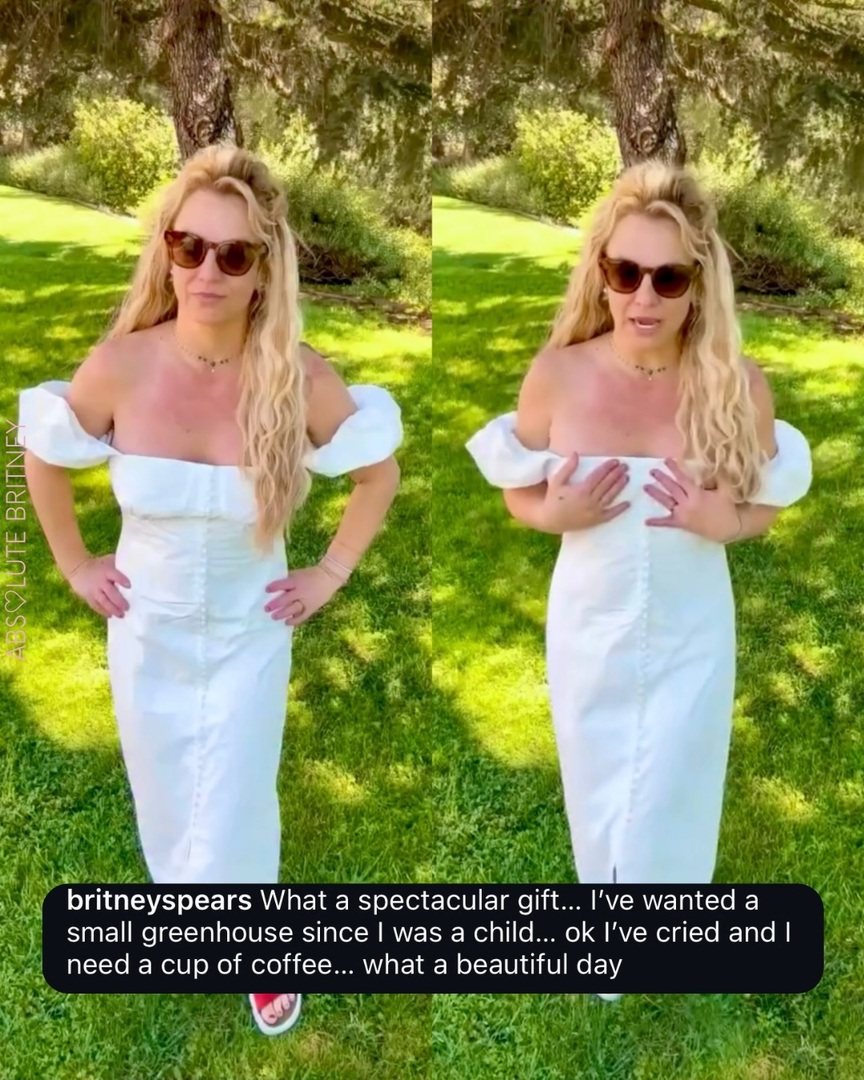 absolutebritney's tweet photo. Our queen got a small and cute greenhouse!😇

Now just waiting all the celebrity decoders post their bullshit comments about how this is also AI or a clone😂🙌

#britneyspears #britney #britneyarmy #britneynerds https://t.co/56Xbqi1NdH https://t.co/CGVrqPcUzM