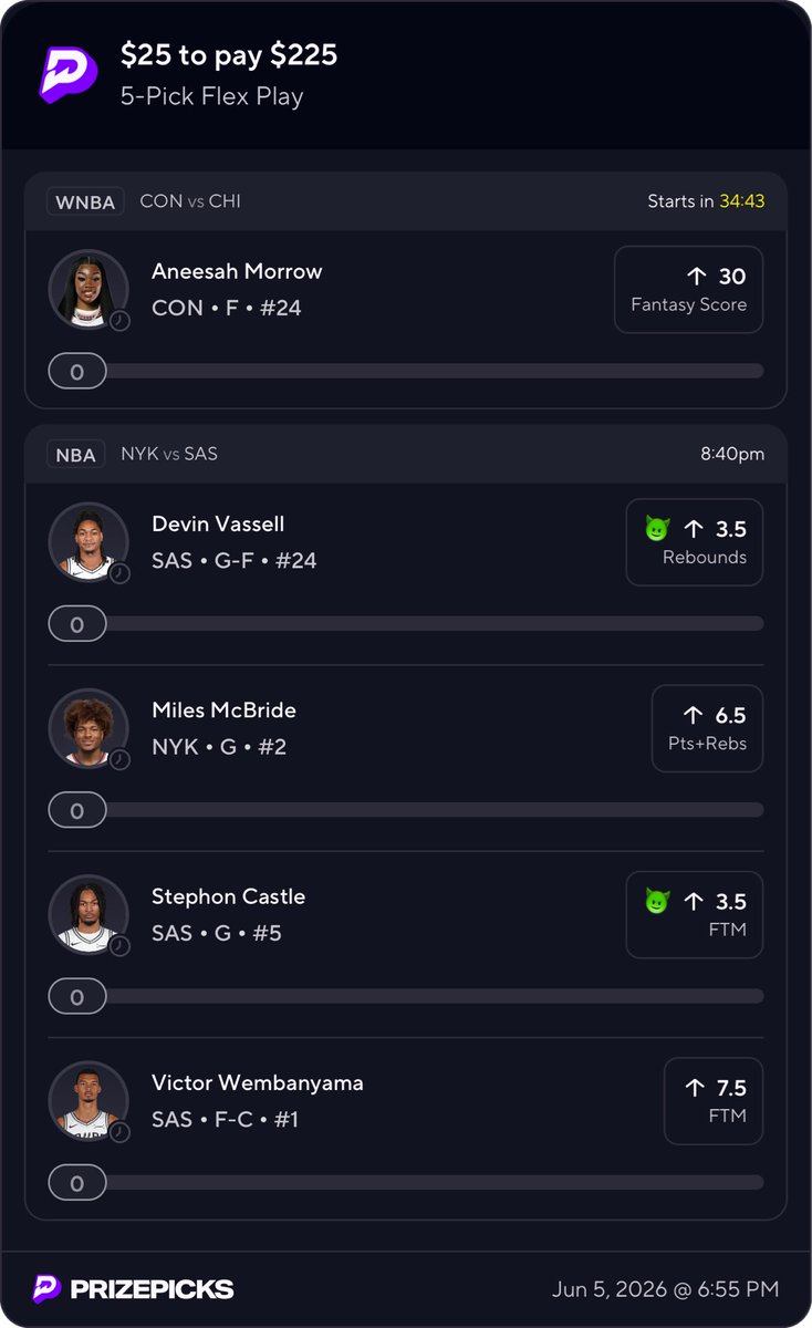 1world1human's tweet photo. Flex friday is back 🔥🔥🔥 we are 25-7 on plays of the day im not doing pod today but heres my slip for the first day back of flex friday 💪🏼 good luck 🙏🏼

#banesquad #gamblingx  #sportsbetting #flexfriday #prizepicks https://t.co/mQ0kAYEyMO