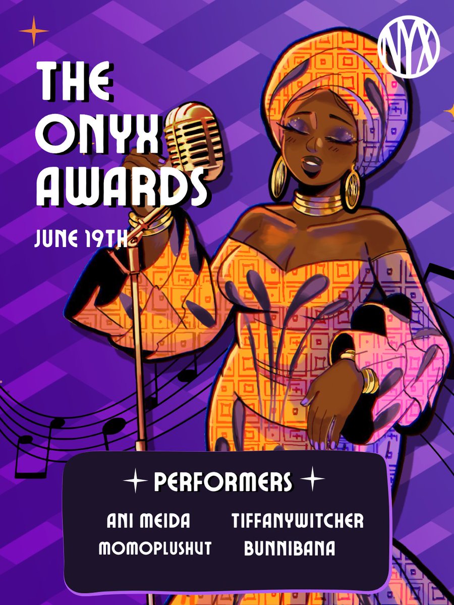 TheOnyxAwards's tweet photo. Ready for the Award show! 

We got more!✨

Along with giving out awards, we care about celebrating musical talent throughout our community. 

We've got performances from @/AniMeida, @/MomoplushVT, @/Tiffanywitcher, and @/BunniBana You don’t want to miss out! 🔥 https://t.co/zHBX1x86Nd