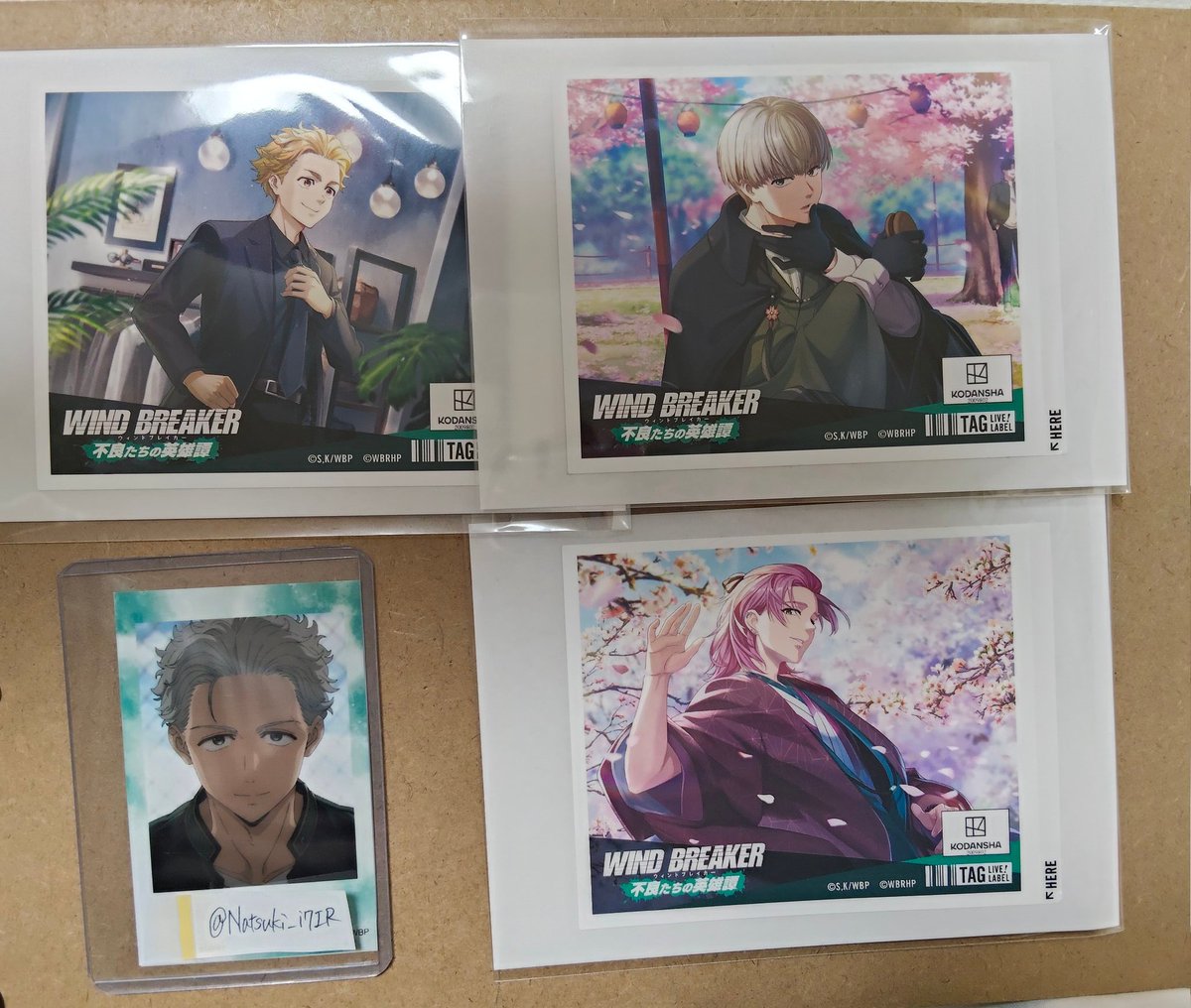 Natsuki_i7IR's tweet photo. 【交換】WIND BREAKER ウィンブレ ウィンヒロ タグラベル缶 サントリー 

《譲》楡井 桐生 梶 兎耳山 佐狐

《求》梅宮 
 前弾(3枚目)＞今弾(4枚目)

6日(土)午前中 新宿、午後 代々木付近での手渡し
もしくは 後日天王寺手渡し or 郵送📮
(ステッカーは、台紙ごと外して別シール台紙に貼っています。) https://t.co/mD3DLDAE58