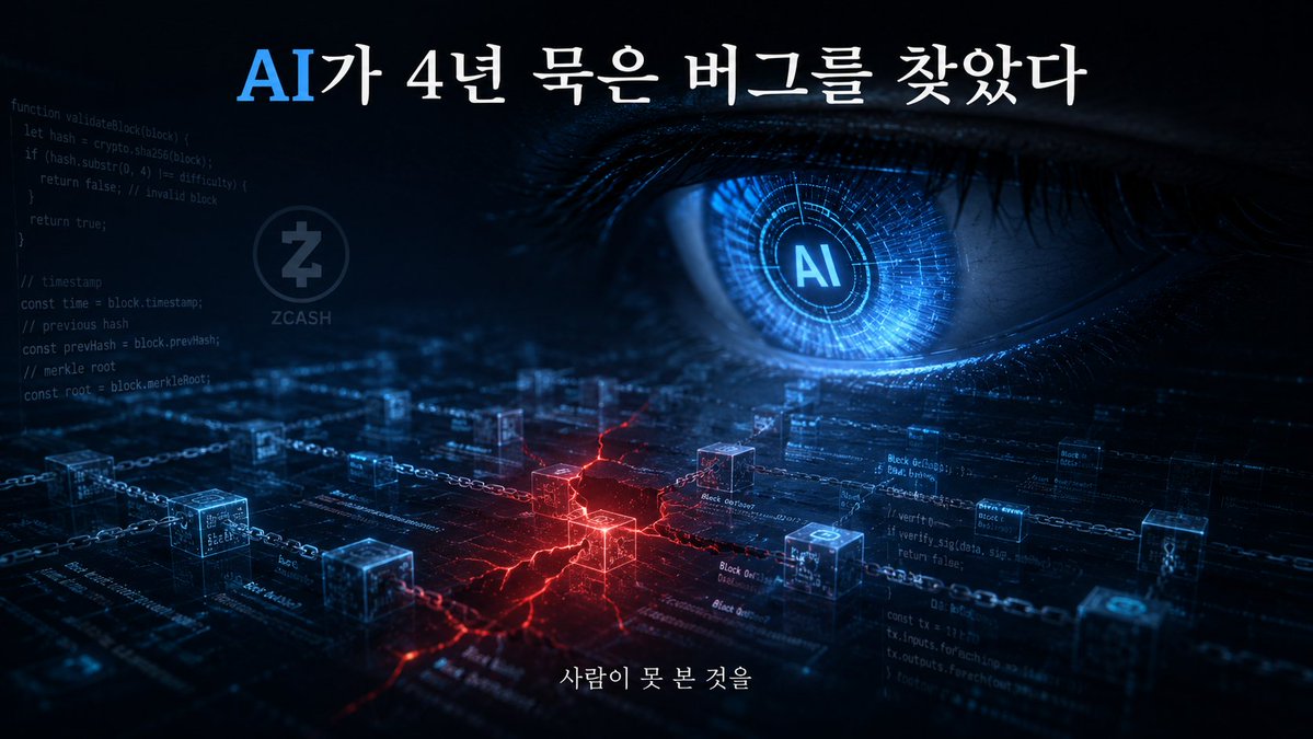 one_2mind's tweet photo. 크립토 시총이 10월 대비 $2조 증발했다. 공포지수 16, 극단적 공포😱

근데 같은 주에 정반대 일이 벌어졌다.

JPMorgan·BofA·Citi가 공동 블록체인 네트워크를 발표했다. Dimon은 "블록체인 경쟁자를 따라잡으려면 더 빨리 움직여야 한다"고 했다.

가격이 무너지는 순간 월가는 인프라를 깔고 있다. 기관이 '크립토 가격'이 아니라 '크립토 인프라'에 베팅한다는 신호로 읽힌다.

또 하나. Zcash에서 4년 묵은 치명적 버그가 터졌다. 보안 연구원이 AI 모델로 사람이 4년간 못 찾은 결함을 며칠 만에 찾았다. 
ZEC -40%, Arthur Hayes는 전량 매도😥

AI가 블록체인 코드 결함을 사람보다 먼저 찾는 시대이다.
감사 업계 전체가 재편될 수 있다.

시장은 반토막, 인프라는 축적. 
이 간극을 어떻게 읽느냐가 관건이다.