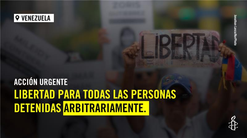 eldiario's tweet photo. #5Jun | La ONG Amnistía Internacional (@AmnistiaOnline) reiteró su "preocupación" por las denuncias de "nuevas arbitrariedades y abusos a personas detenidas y sus familiares" en Venezuela.

"Aranza Hernández y cientos de personas siguen detenidas arbitrariamente. Las autoridades no informan del paradero de Jorgen Guanares. Emirlendris Benítez y Juan Carlos Marrufo siguen sin recibir la atención médica que necesitan", detalló la organización en sus redes sociales.

Asimismo, AI hizo un llamado al fiscal general de la república, Larry Devoe, para pedir la liberación de todos los detenidos por razones políticas.