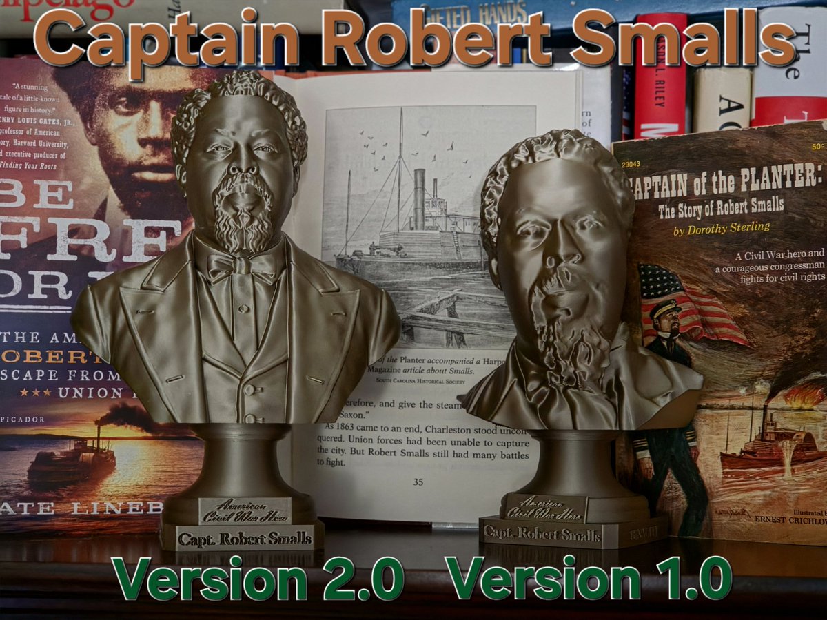 SchoolingDel's tweet photo. I have created a newer, highly detailed Robert Smalls bust.
This man deserves to have his statue prominently on display in our Nations Capitol.
@SecretaryBurgum 
@POTUS 
@elonmusk https://t.co/kIfXkR3Ezd