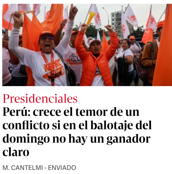 patriciajaniot's tweet photo. Perú decide este domingo. Pero, el gran temor es que la diferencia entre los dos contendientes es mínima. Vean la imágen de cómo estaba la medición nacional. 

Lo más preocupante es que Keiko Fujimori se ha negado a dar por válidos los resultados que presente la autoridad oficial. "Vamos a ver", dijo, cuando le preguntaron si los reconocería. 

¡Mucha fuerza, Perú!